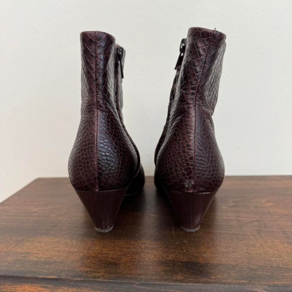 Vince Burgundy Python Ankle Boot Size 5 Snake Rep… - image 3
